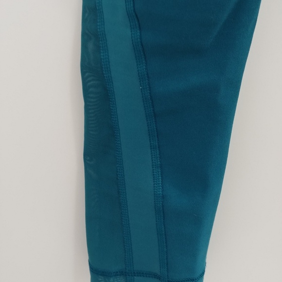 Teal Mesh Workout Leggings - Picture 5 of 6
